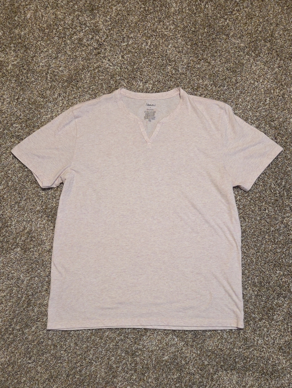 ABOUND Men's Light Pink Heathered Notched V-Neck T-Shirt Size L